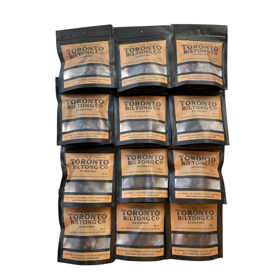 Classic Biltong 12 Pack, 50G ($7.50/bag) (Pre-Orders Now Open)